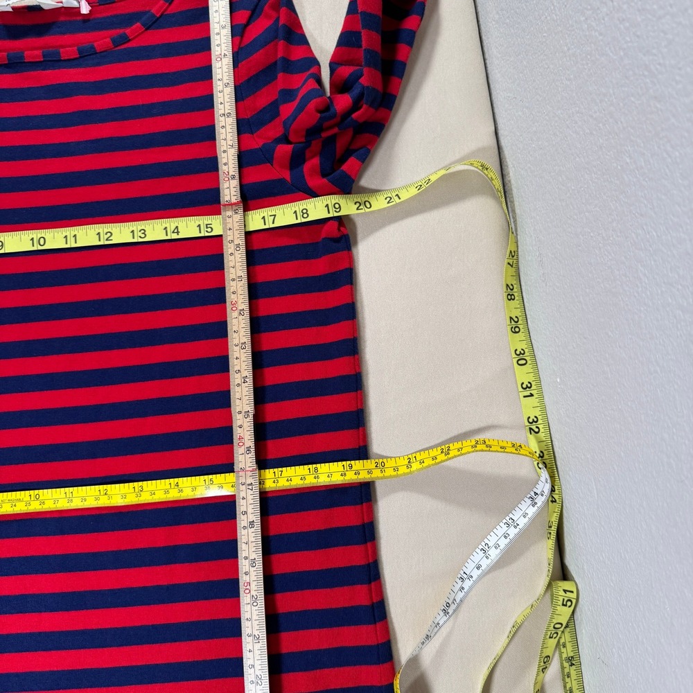 Vineyard Vines Red Navy Striped 3/4‎ Sleeve Boat Neck Dress Medium Preppy NWT - Picture 2 of 10